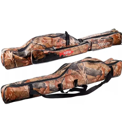 Xfish - Funda de lona para cañas, dos cierres, 2 bolsillos, camuflada 1,50mts W65