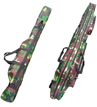Xfish - Funda de lona para cañas, dos cierres, 2 bolsillos, camuflada 1,30mts W64