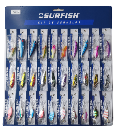 Surfish - Set señuelos x 30 cucharas voladoras y duros chicos