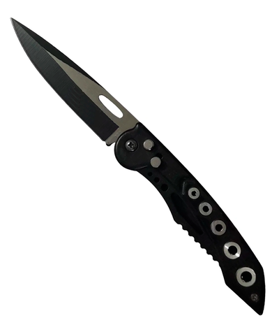 Navaja automatica a resorte 20cm largo, cacha colores con agujeros Negro