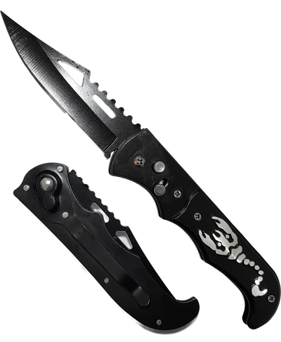 Navaja automatica a resorte 20cm largo, diseño Escorpion