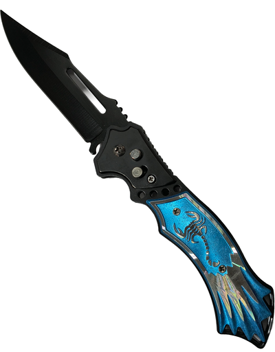 Navaja automatica a resorte 24cm largo, Diseño Escorpion