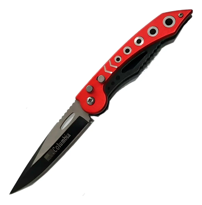 Navaja automatica a resorte 20cm largo, cacha colores con agujeros Rojo