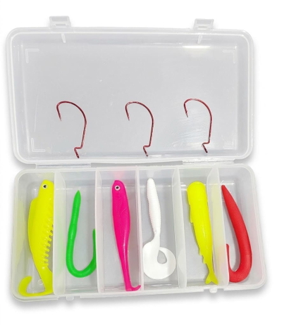 Kit de Señuelos de silicona caja y anzuelos