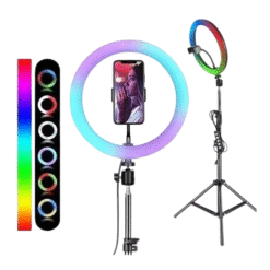 ARO FLASH LED SELFIE RGB 26CM 10 PULG. CON TRIPODE MJ26KA