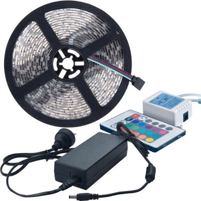 TIRA LED 5050 RGB CON FUENTE Y CONTROL (5 mts)