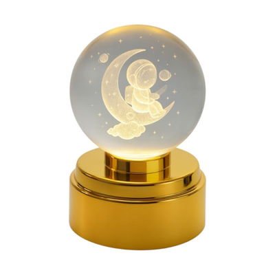 LÁMPARA VELADOR LED BOLA DE CRISTAL 3D SURTIDO GIRATORIO JW-2545