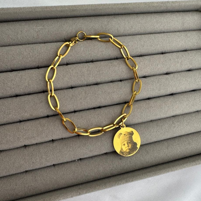 Pulsera con Foto Grabada Dorada