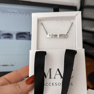 Collar con Foto Grabada Barra y corazon