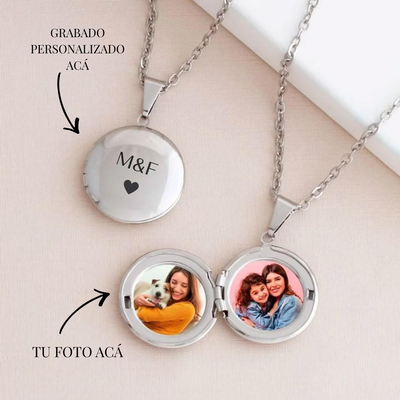 Collar relicario redondo con foto 