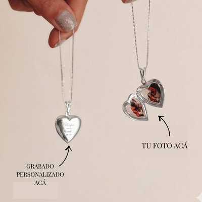 Collar relicario corazón con foto 