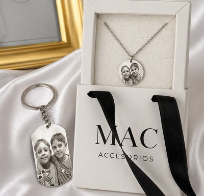 Set Collar y Llavero con Foto Grabada papá