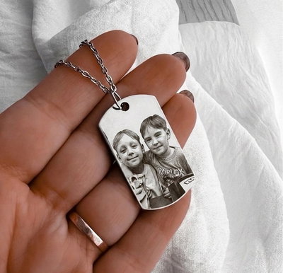 Collar con Foto clasico Grabado para papá