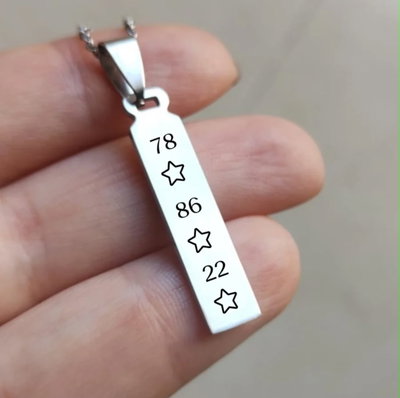 Collar Barra con Grabado 3 estrellas
