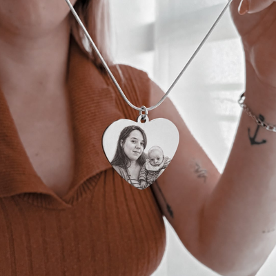 Collar corazón con Foto Grabada para mamá