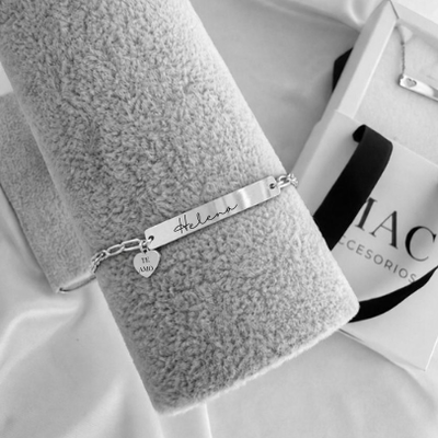 Pulsera Identidad corazon Grabada