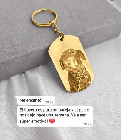 Llavero con Foto Grabada dorado