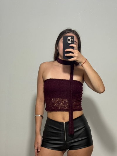 Strapless de Encaje Lazo Corbata