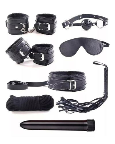 Kit BDSM 7 Piezas + Bala - Negro