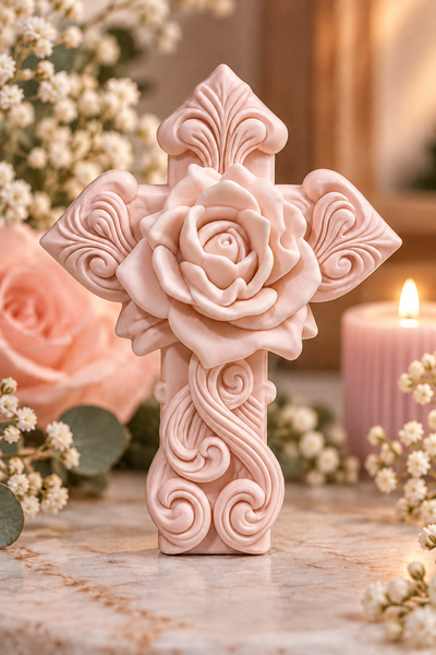 MOLDE CRUZ CON ROSA 