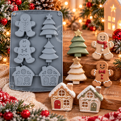 MOLDE NAVIDEÑO CASITA, GENGIBRE Y PINO