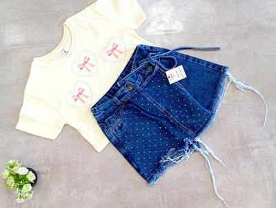 Short Pollera de Jean con Glitters