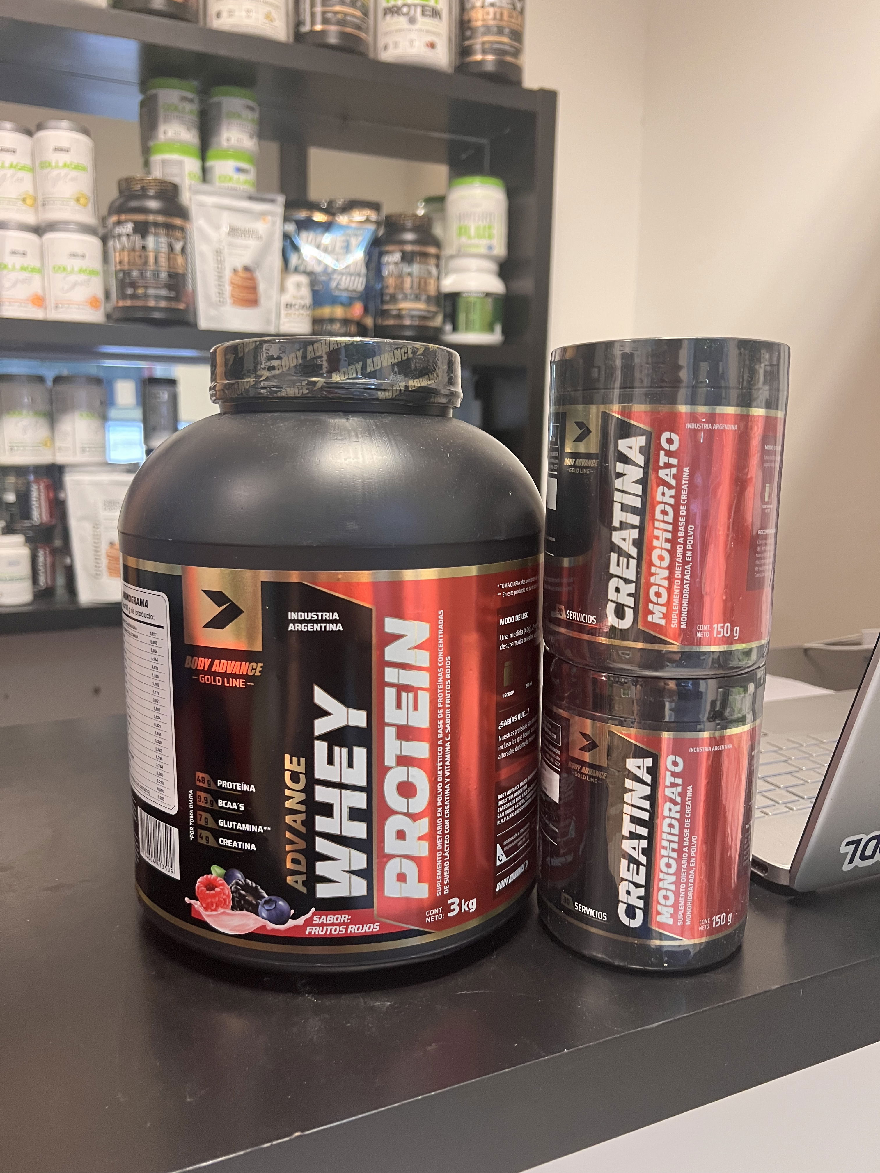 COMBO: Proteina 3kg + 2 Creatinas de 150g de Body Advance