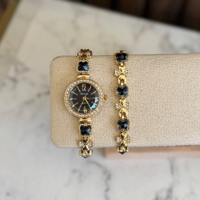 RELOJ VINTAGE NEGRO MOD 19 CON PULSERA