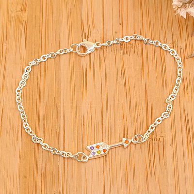 PULSERA ACERO BLANCO DIJE FLECHA