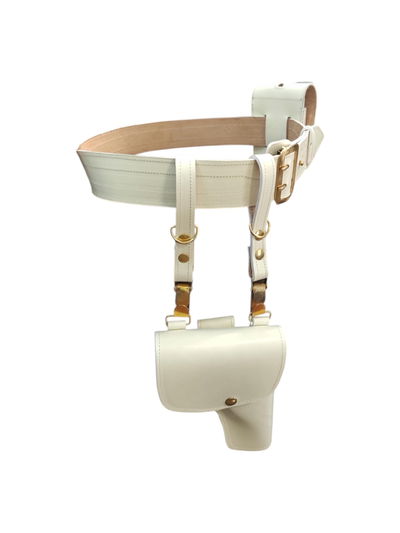 Cinto protocolar cuero blanco + accesorios