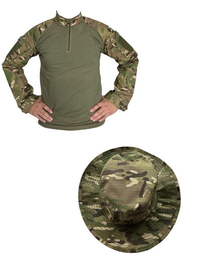 Remera de combate con cierre multicam ripstop importado + bonnie de regalo