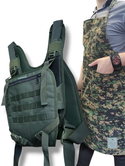 Mochila táctica porta bebé + delantal de regalo