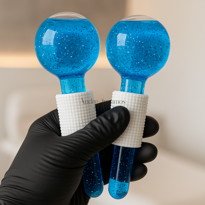 Esferas Faciales Frías de Cristal – Masaje Reafirmante y Descongestivo