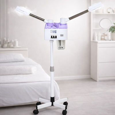 Vaporizador Facial de Pie con Ozono y Lupa LED – Uso Profesional