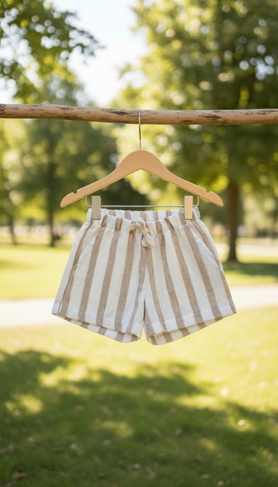 Short Lino Rayado "Beige"