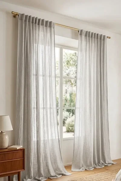 Cortina Gasa Arrugada Doble Función 2 Paños 1.40 x 2.20 m