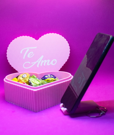 Set Feliz Dia Caja Organizadora Corazon Regalo Llavero Soporte Portatil Desmontable