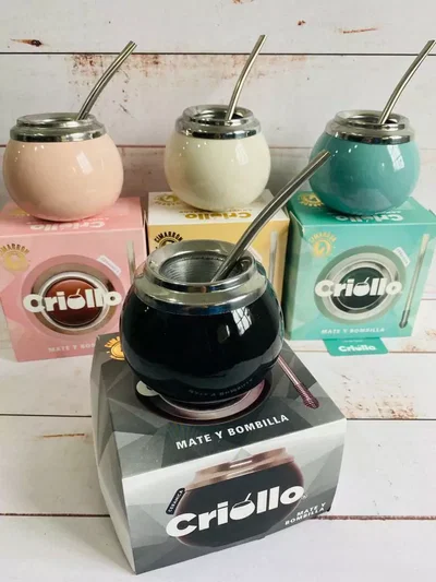 Mate criollo cerámica + bombilla 