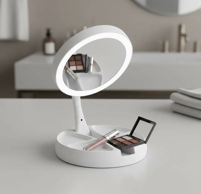 Espejo plegable doble cara con luz Dinax 