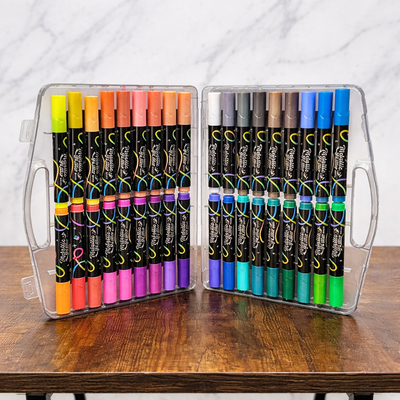 Marcador metálico con glitter x36