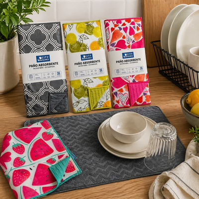 Paño absorbente microfibra estampado/liso 38x50
