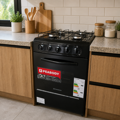 Cocina Peabody negra multigas 53 cm