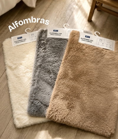 Alfombra lisa pelo conejo base antideslizante 40x60