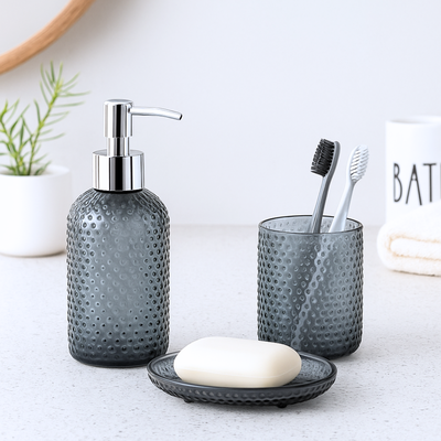Set de baño 3 pcs gris/transparente 