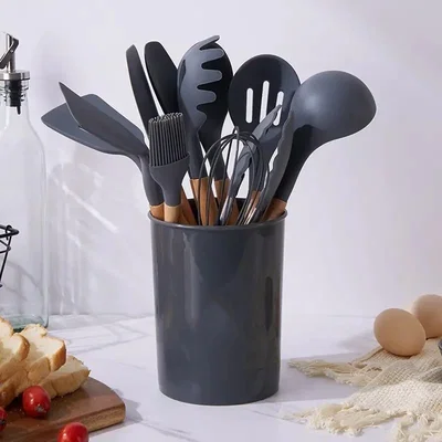 Set utensillos 12 pcs gris oscuro 