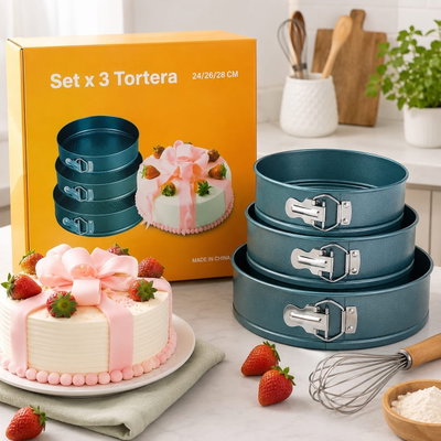 Set x3 moldes para torta 24/26/28