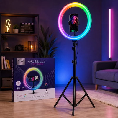 Aro de luz led con trípode 30cm