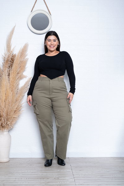 Recto Gabardina Verde Cargo Elastizado ESP