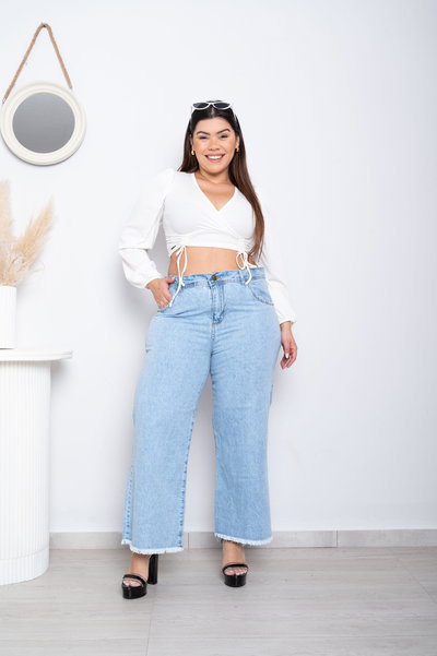 Wideleg Celeste Liso Rígido