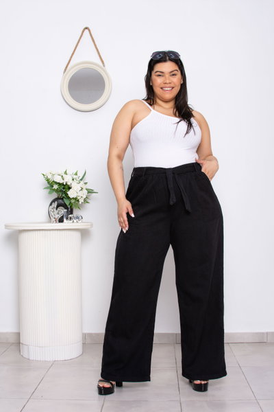 Wideleg Negro Camisero c/Elástico Rígido
